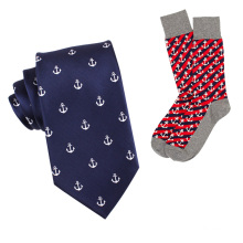 Men Custom Anchor Neck Tie and Sock Set Using The 200 Needle Making Process